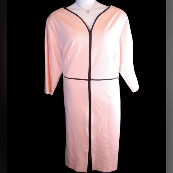 Talbots TIPPED PONTE SHEATH DRESS - SCALLOP PINK - Picture 3 of 9